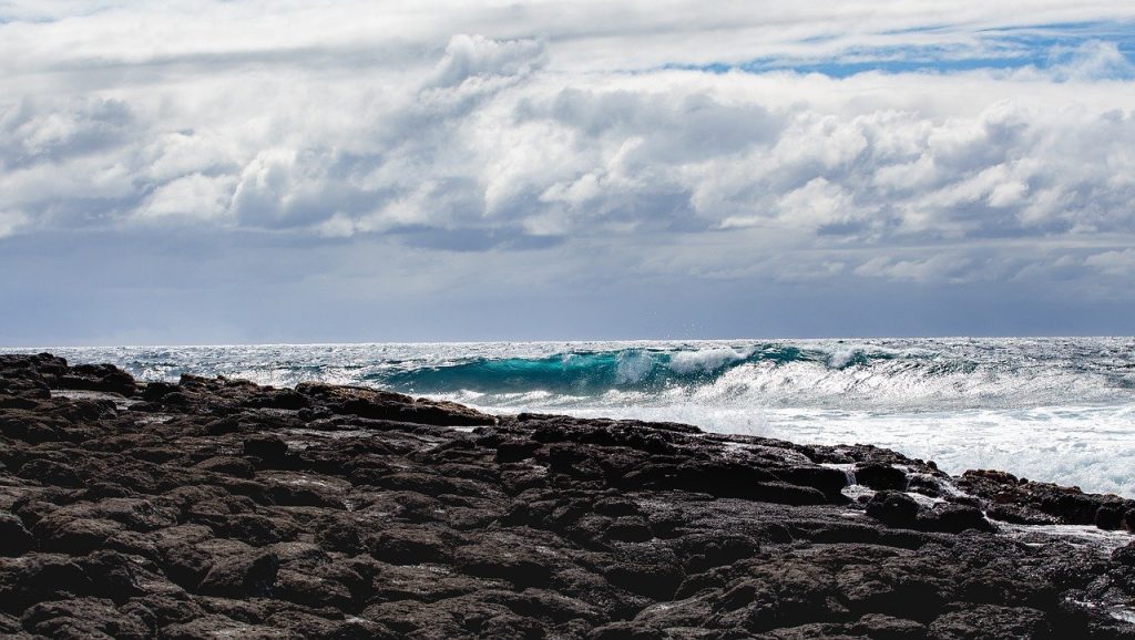 sea, rocks, waves