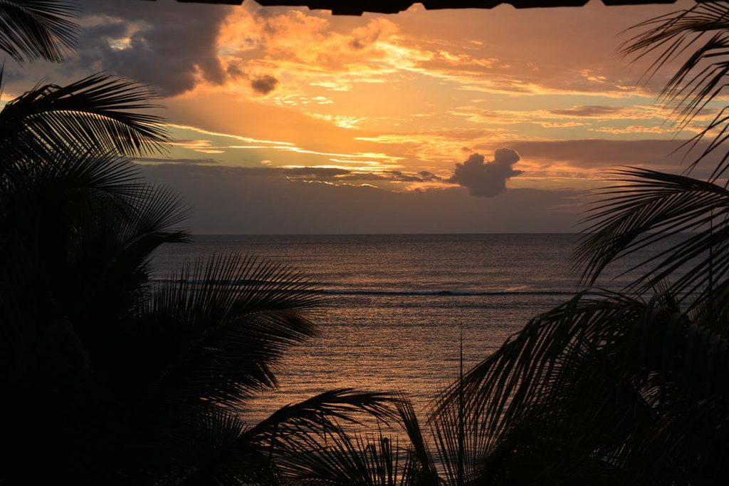 sunset, mauritius, sea