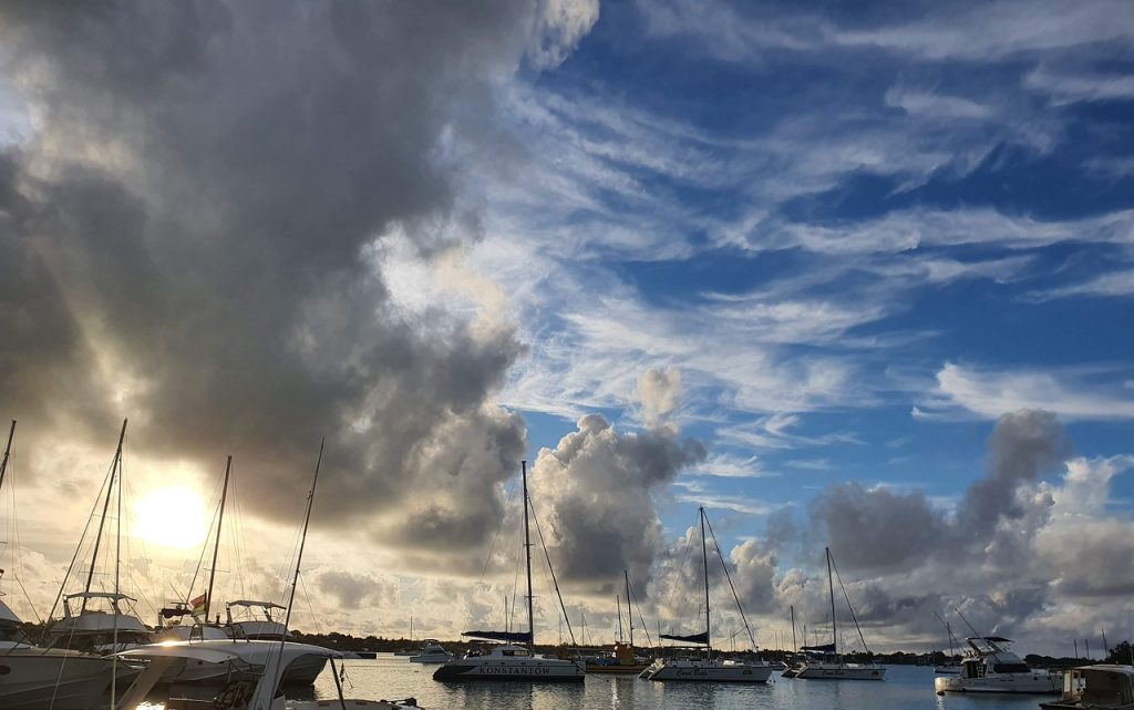 sunset, mauritius, sea