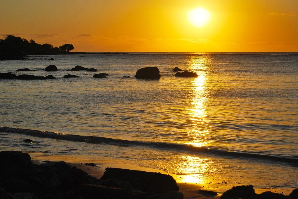 sunset, beach, background