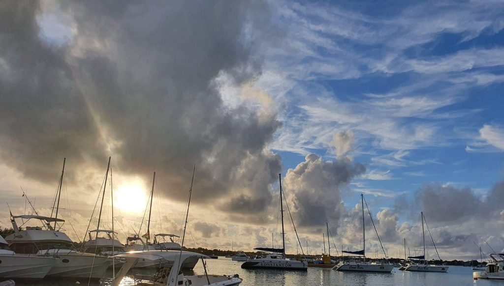 sunset, mauritius, sea