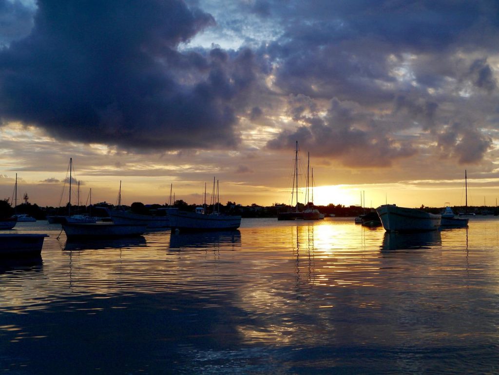mauritius, port, sunset
