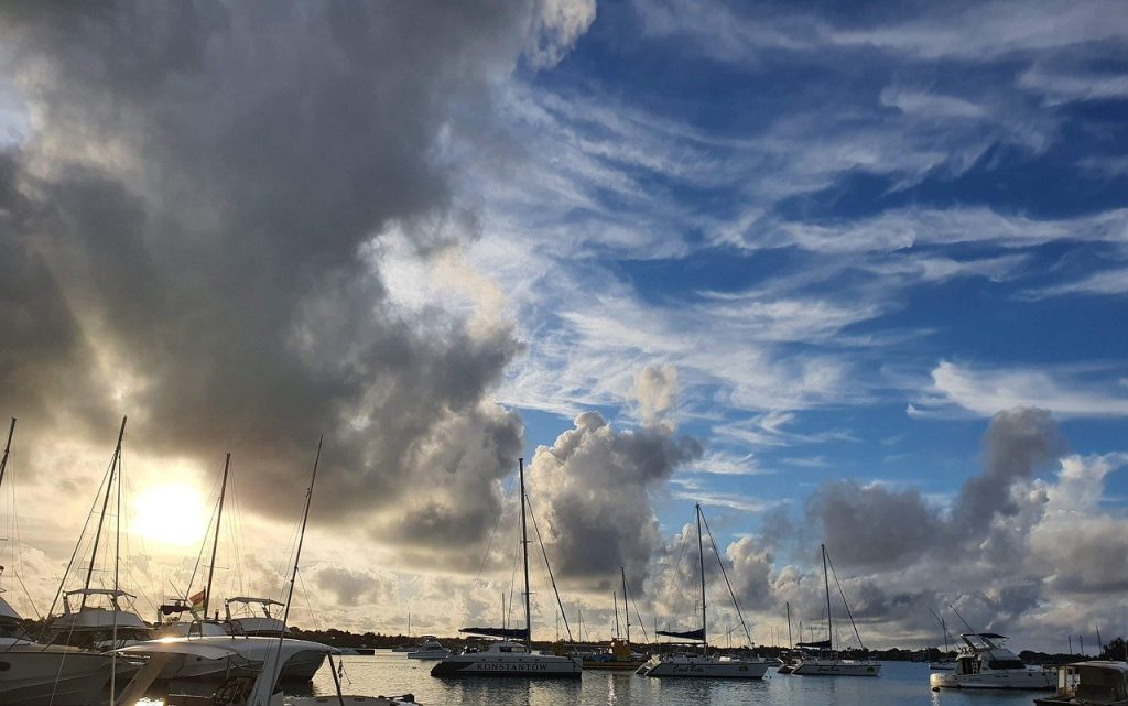 sunset, mauritius, sea